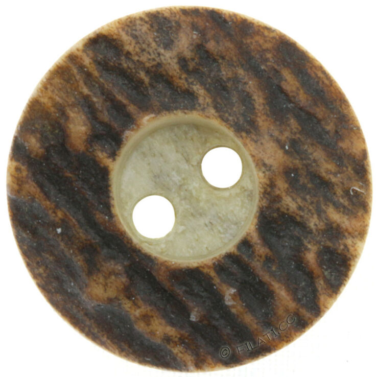 Union Knopf Knapp med 2 hull, hjorthorn, 20mm | 22-mørk brun