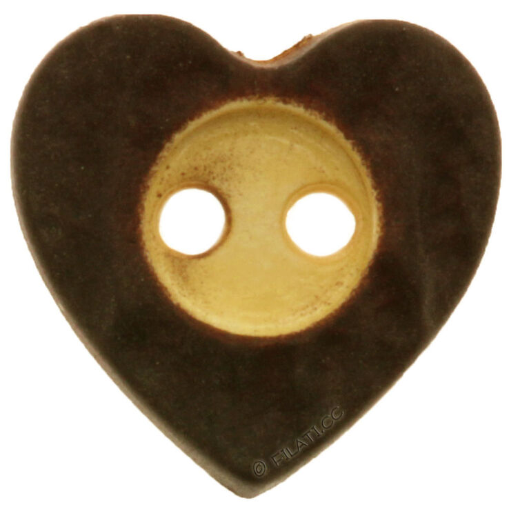 Union Knopf Knapp med 2 hull, folkedrakt-hjerte 12mm | 20-brun