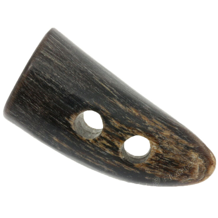 Union Knopf Duffelknapp med 2 hull horn-spiss 36mm | 22-mørk brun melert