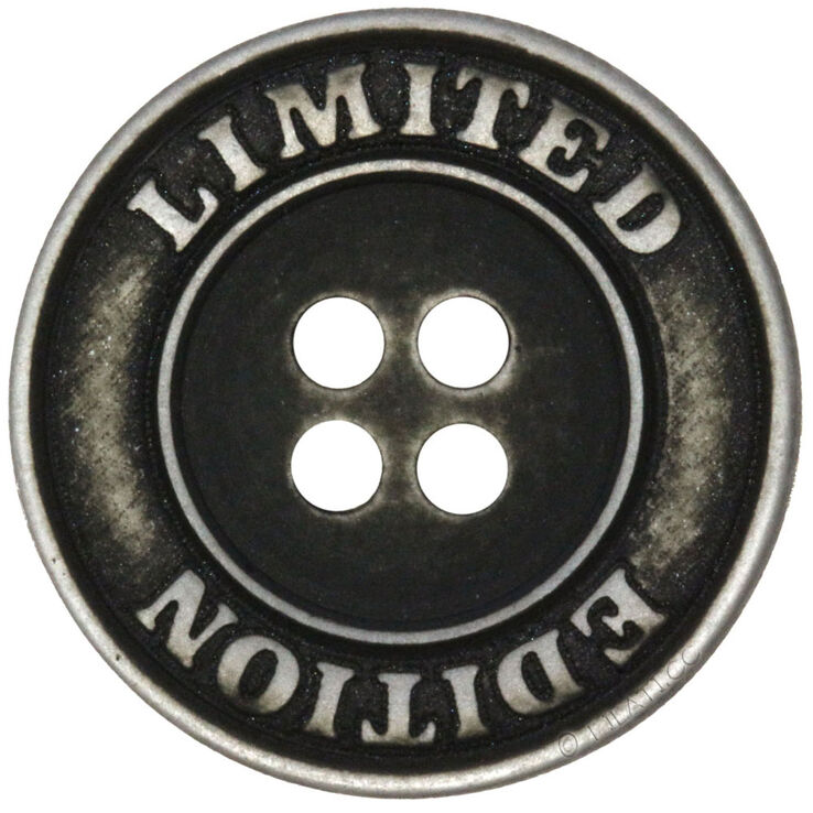 Union Knopf Knap 4 hull 15mm | 7882-mørk grå/sølv