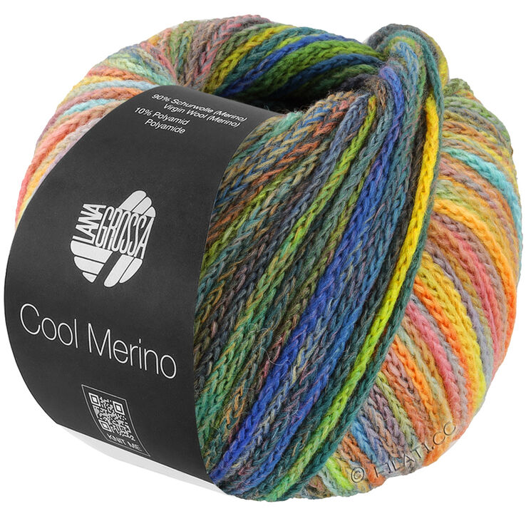 Lana Grossa COOL MERINO Color | 311-grønn/gul/blå/petrol/mørk oliven/oker/syrin/pink