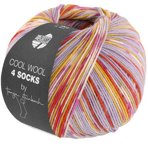 Lana Grossa COOL WOOL 4 SOCKS PRINT III | 7208-fiolblå/karri/leirerød/ecru/fuksia