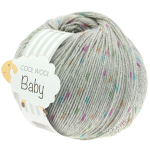Lana Grossa COOL WOOL Baby Uni/Print 50g | 358-lys grå/oransje/grønn/cyklamen