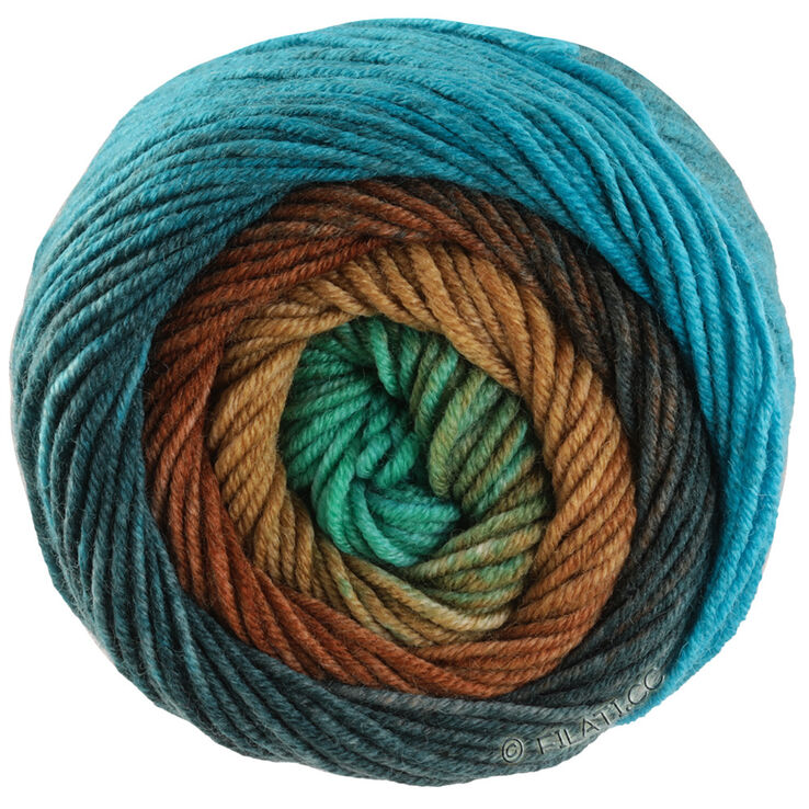 Lana Grossa COOL WOOL Big Color | 4033-jade/leirebrun/mørk brun/mørk petrol/lys petrol