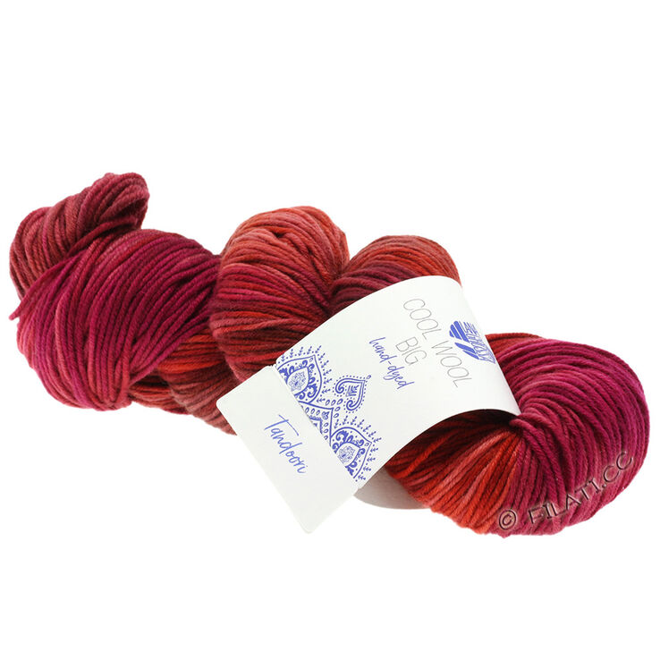 Lana Grossa COOL WOOL Big Hand-dyed | 201-rød/terrakotta/pink/cyklamen/sjokoladebrun/gammelrosa