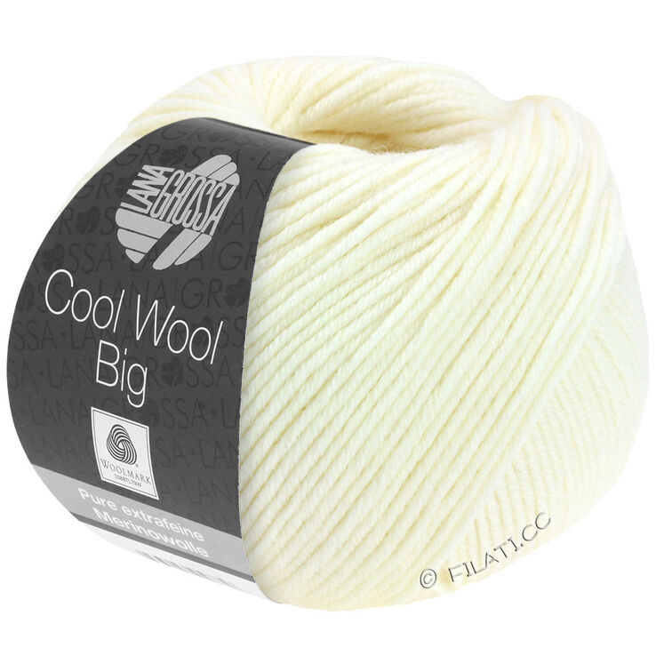 Lana Grossa COOL WOOL Big  Uni/Melange | 0601-råhvit