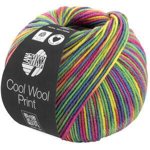 Lana Grossa COOL WOOL  Print | 833-sennepgul/jade/fuksia/petrol/bær/oliven