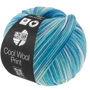 Lana Grossa COOL WOOL  Print | 844-turkis/lys blå/asurblå/råhvit