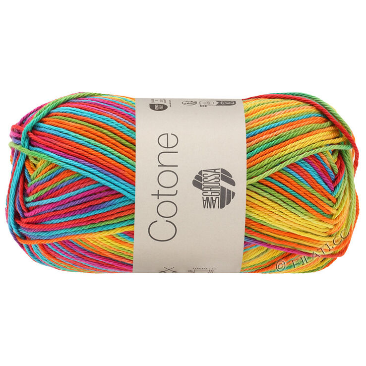 Lana Grossa COTONE Print/Spray/Mouliné | 306-gul/oransje/turkis/grønn/korall/fiolett