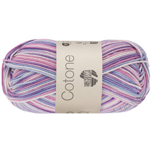 Lana Grossa COTONE  Print/Spray/Mouliné | 354-hvit/rosa/lilla/fiolett/fiolblå