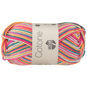 Lana Grossa COTONE  Print/Spray/Mouliné | 356-oransje/pink/lilla/søgrønn/myk grønn