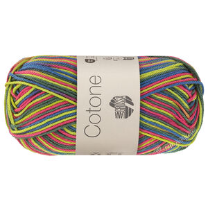 Lana Grossa COTONE  Print/Spray/Mouliné | 366-pistasj/akasjerød/petrolblå/mørk grønn