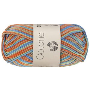 Lana Grossa COTONE  Print/Spray/Mouliné | 370-mandarine/gråbeige/myntegrønn/turkis