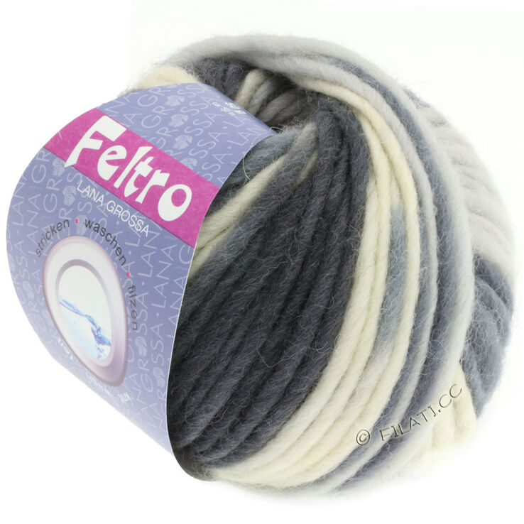 Lana Grossa FELTRO Print | 0331-natur/lys grå/middelsgrå/mørk grå