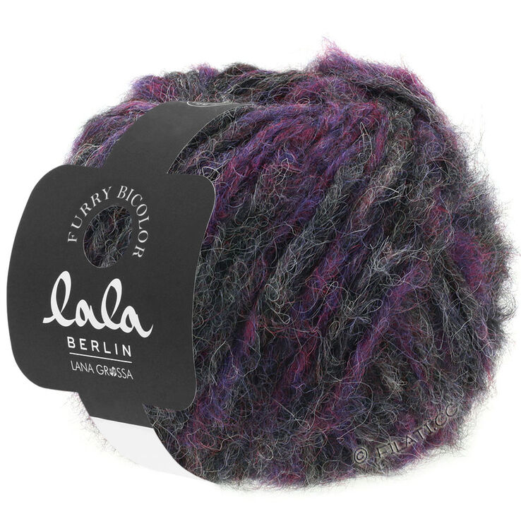 Lana Grossa FURRY Bicolor (lala BERLIN) | 101-bjørnebær/aubergine/antrasitt
