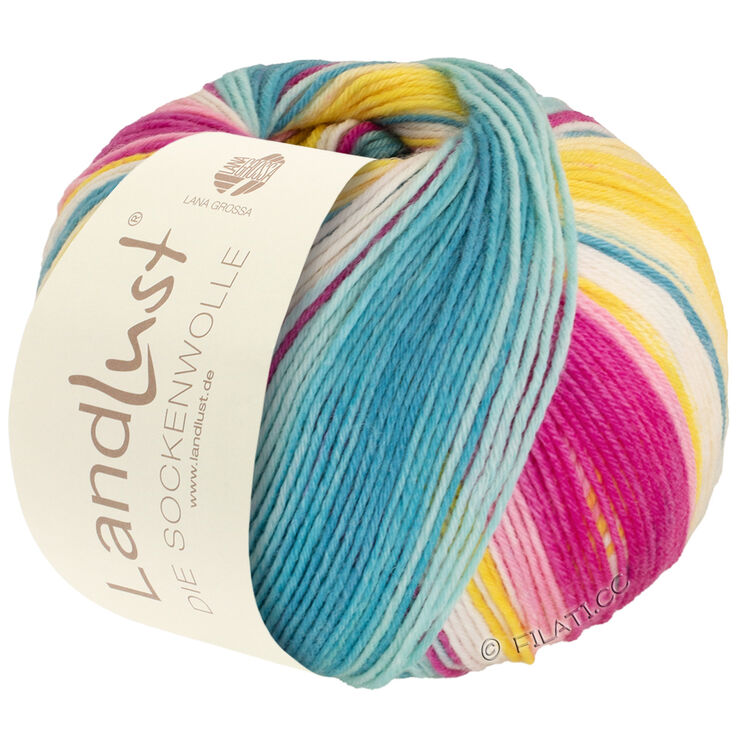 Lana Grossa LANDLUST DIE SOCKENWOLLE 150g 6-Ply | 911-fuksia/bringebær/gul/ecru/jade