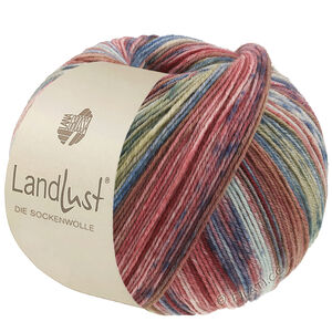 Lana Grossa LANDLUST DIE SOCKENWOLLE | 617-brun/jeans/lyng/natur/lys blå/resedagrønn/mynte stripet