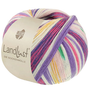Lana Grossa LANDLUST DIE SOCKENWOLLE | 721-rosa/ecru/grønn/blåfiolett/safrangul/pink/fuksia stripet