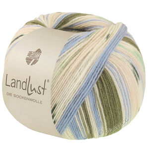 Lana Grossa LANDLUST DIE SOCKENWOLLE | 722-skoggrønn/ecru/himmelblå/lys beige/jade stripet