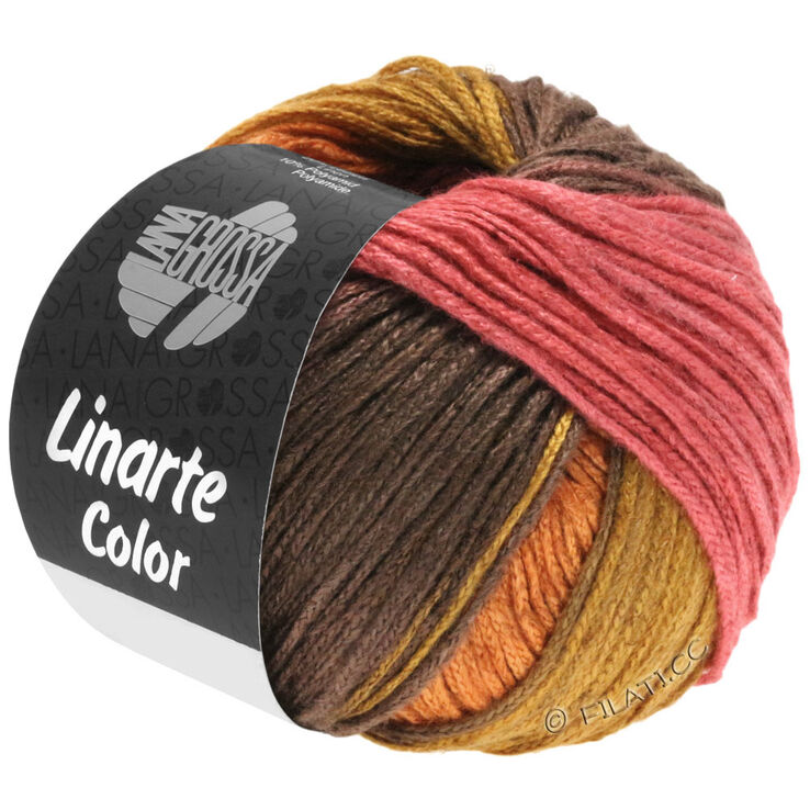 Lana Grossa LINARTE Color | 213-bringebær/pastelloransje/sennepgul/brun