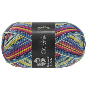Lana Grossa MEILENWEIT 6-FACH 150g Cervinia | 9754-mørk fuksia/mørk blå/hvit/blå/blekgul/eggeplommegul