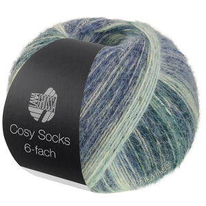 Lana Grossa MEILENWEIT 6-FACH 150g Cosy Socks Dream | 2153-grå/blågrå/grønngrå/mørk blå/lys grå/mørk grå