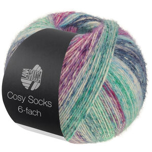 Lana Grossa MEILENWEIT 6-FACH 150g Cosy Socks Dream | 2154-grå/lys blå/blågrå/jade/gråfiolett/blåfiolett/fuksia/mørk grønn/lys grønn/turkis