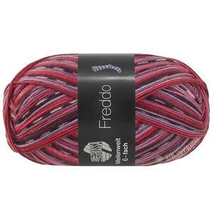 Lana Grossa MEILENWEIT 6-FACH 150g Freddo | 9740-mørk grå/hvit/burgunder/rød/grårosa/mauve