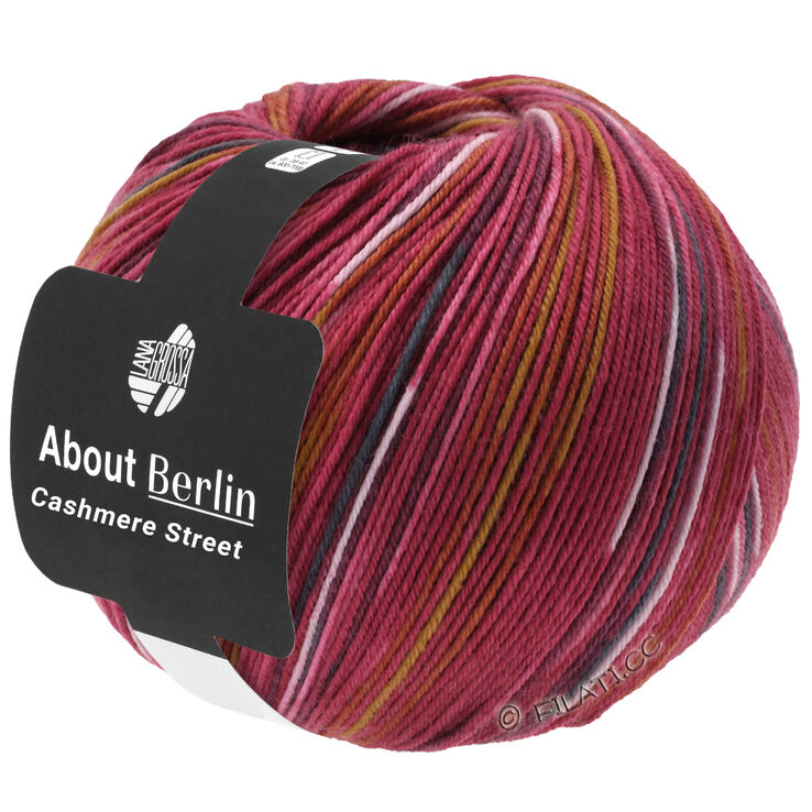 Lana Grossa MEILENWEIT 100g Cashmere Street (ABOUT BERLIN) | 831-teglsteinrød/hvit/sennep/pink/mørk grå/petrol