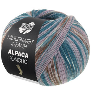Lana Grossa MEILENWEIT 100g Alpaca Poncho | 2722-mørk petrol/petrol/lys blå/gråbeige/taupe/gråfiolett