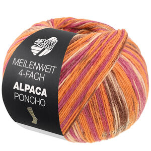 Lana Grossa MEILENWEIT 100g Alpaca Poncho | 2723-oransje/fuksia/creme/lyng/brun