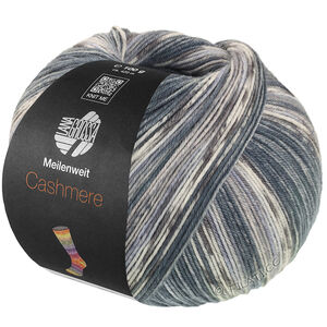 Lana Grossa MEILENWEIT 100g Cashmere Pista | 143-stålgrå/mørk grå/lys grå/musegrå/pastellblå stripet