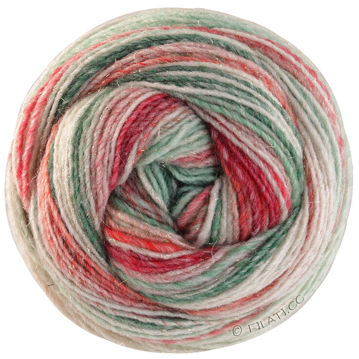 Lana Grossa GOMITOLO (Christmas Edition Lurex) | 115-grønn/ecru/lys rød/bær/jade/skoggrønn/grønnrød/bordeaux/gammelrosa