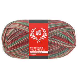 Lana Grossa MEILENWEIT 100g Merino Christmas Lurex | 6810-hvit/mørk grønn/mørk brun/oransje/lys grønn
