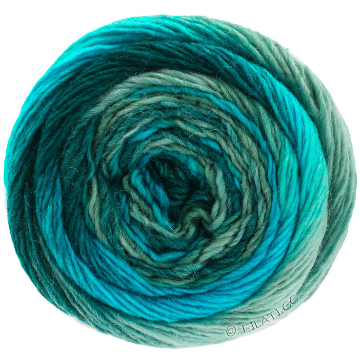 Lana Grossa MEILENWEIT 100g Color Mix Soft | 8052-mørk petrol/petrolblå/petrolgrønn/lys petrol/mynte