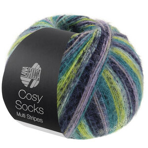 Lana Grossa MEILENWEIT 100g Cosy Socks Multi Stripes | 157-lavendel/petrol/majgrønn/turkis/nattblå