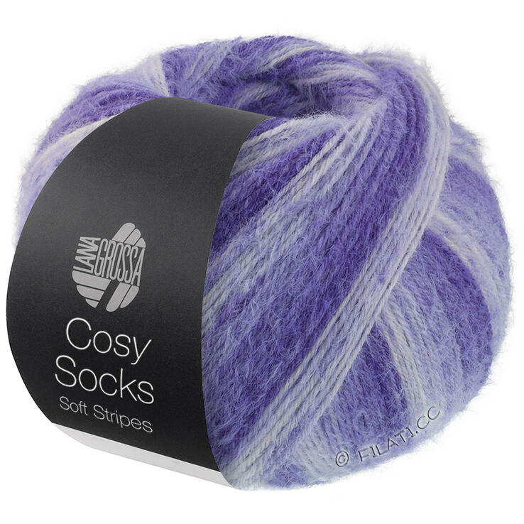 Lana Grossa MEILENWEIT 100g Cosy Socks Soft Stripes | 101-blåfiolett/fiolblå/sartfiolett/hvit