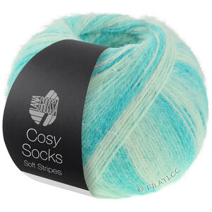 Lana Grossa MEILENWEIT 100g Cosy Socks Soft Stripes | 102-jade/lysende grønn/hvitgrønn/råhvit