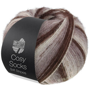 Lana Grossa MEILENWEIT 100g Cosy Socks Soft Stripes | 103-mokka/gråbrun/beige/creme