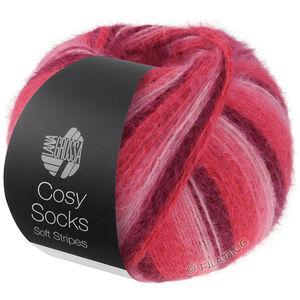 Lana Grossa MEILENWEIT 100g Cosy Socks Soft Stripes | 105-bordeaux/rosa/bringebær/pink