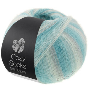 Lana Grossa MEILENWEIT 100g Cosy Socks Soft Stripes | 110-lys grå/mynte/mynteturkis/turkis/lys petrol