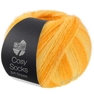 Lana Grossa MEILENWEIT 100g Cosy Socks Soft Stripes | 111-gul/eggeplommegul/safrangul