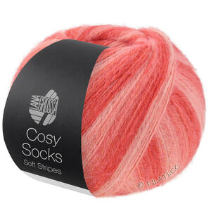Lana Grossa MEILENWEIT 100g Cosy Socks Soft Stripes | 113-laks/lakserød/korall