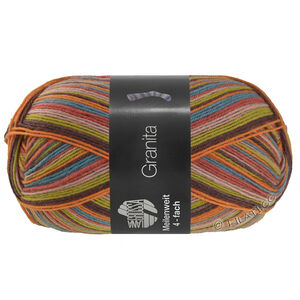 Lana Grossa MEILENWEIT 100g Granita | 1804-mokka/oransje/lys petrol/rust/beige/sennep