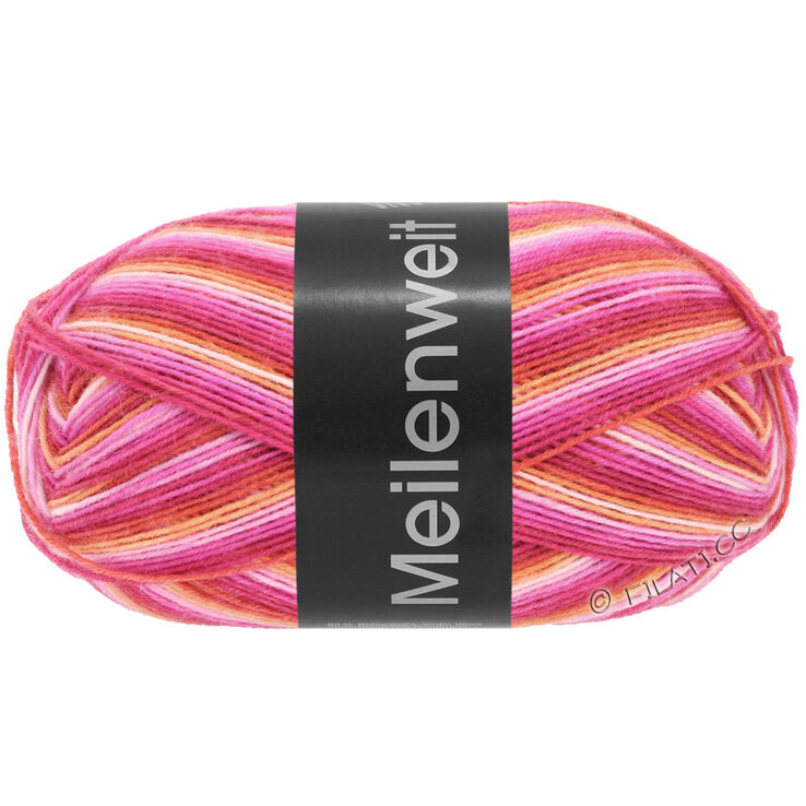 Lana Grossa MEILENWEIT 100g Intenso | 5521-fuksia/pink/rosa/aprikos/geraniumrød