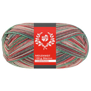 Lana Grossa MEILENWEIT 100g Merino Christmas | 6807-hvit/mørk grønn/mørk brun/oransje/lys grønn