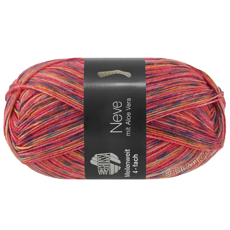 Lana Grossa MEILENWEIT 100g Neve | 4431-bringebærrød/petrol/rust/marine/honninggul