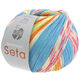 Lana Grossa MEILENWEIT 100g Seta Adriana | 3246-lys blå/hvit/oransje/limett/pink