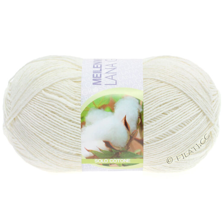 Lana Grossa MEILENWEIT 100g Solo Cotone Unito | 3450-råhvit