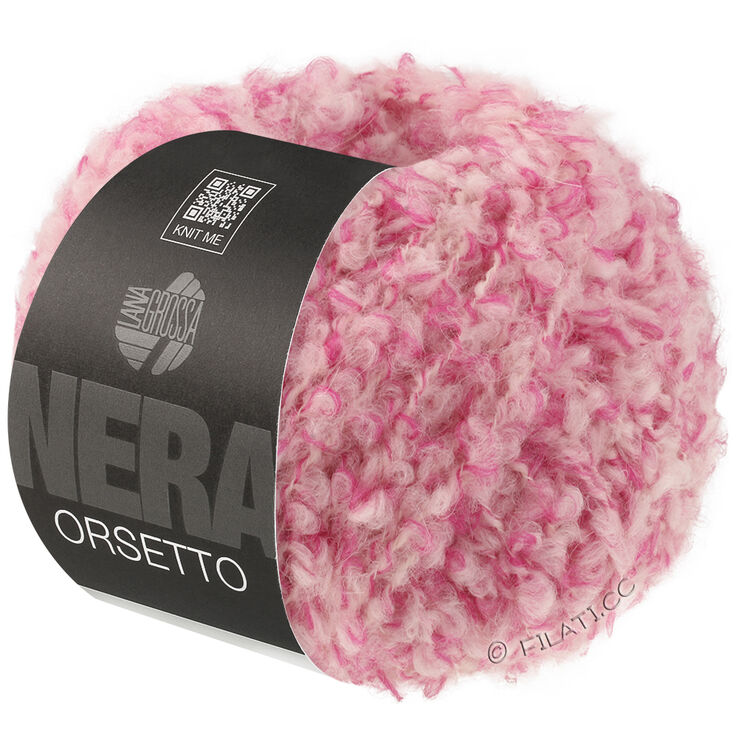Lana Grossa ORSETTO Moulinè (Nera) | 101-pink/råhvit